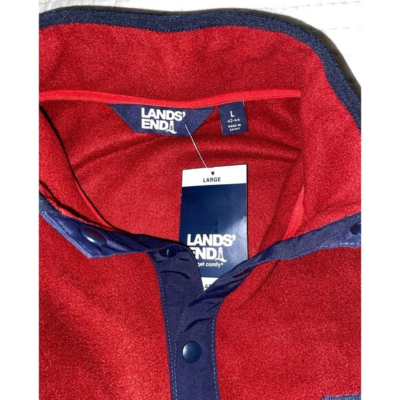 Lands End Fleece Mock Collar Long Sleeve Quarter Button Up Jacket  - Large - Picture 5 of 6